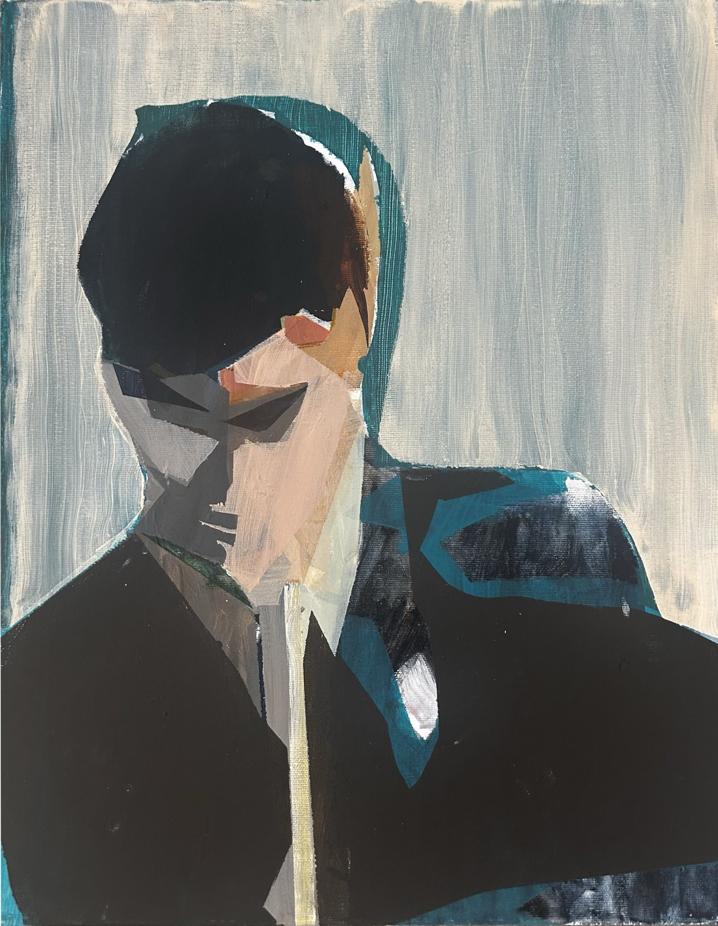 „robert“ von Jürgen Meier — kubistisch anmutendes Porträt in Acryl auf Leinwand