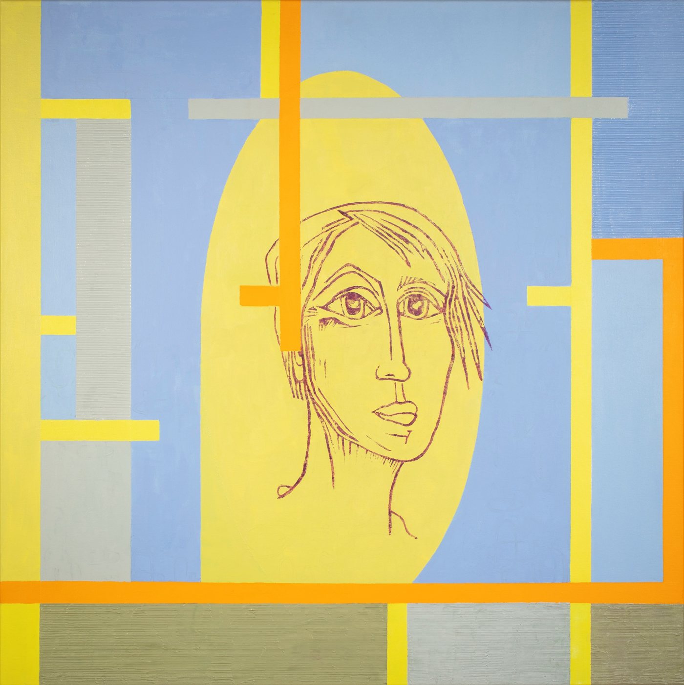 „limited“ von Volkmar Petermann — geometrisches Porträt in Gelb und Blau